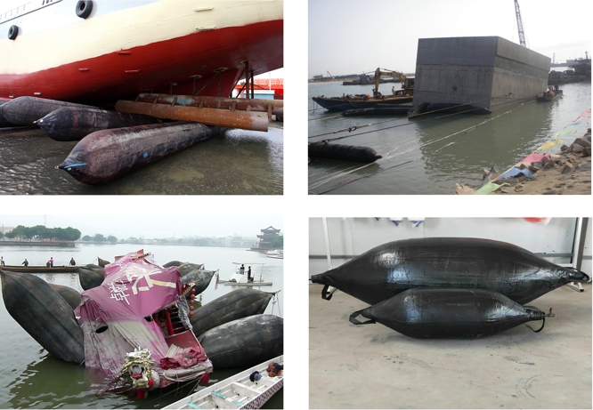 船の進水のエアバッグ